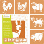 Set of 6 assorted stencils, Farm animals  - 1